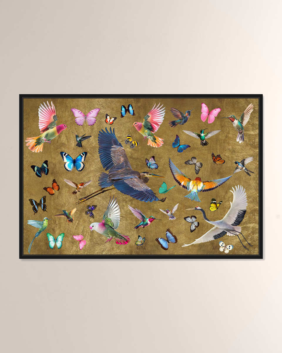 "Exotic Singapore Birds" Framed Giclee on Canvas